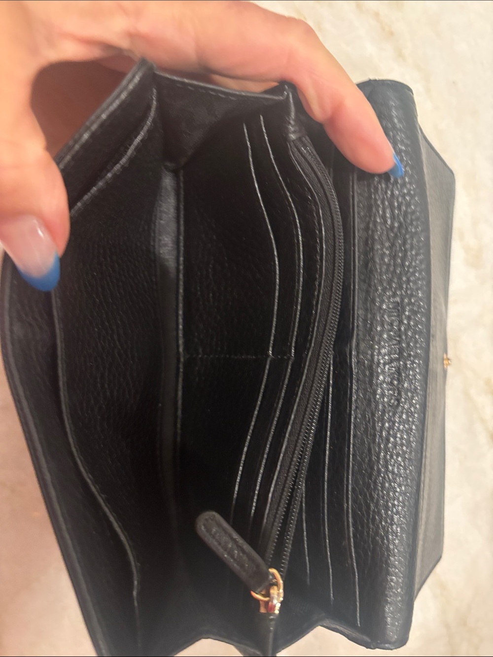 Michael Kors Black Leather Wallet with Gold MK Emblem - Picture 7 of 8